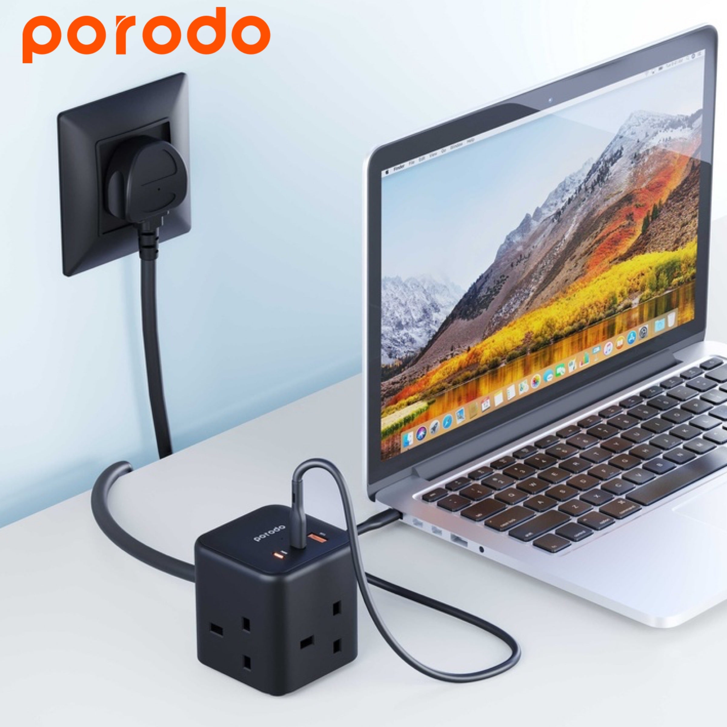 Shop Porodo GaN Power Cube Multi-Port Charger(3 AC 1 USB-A & 2 USB